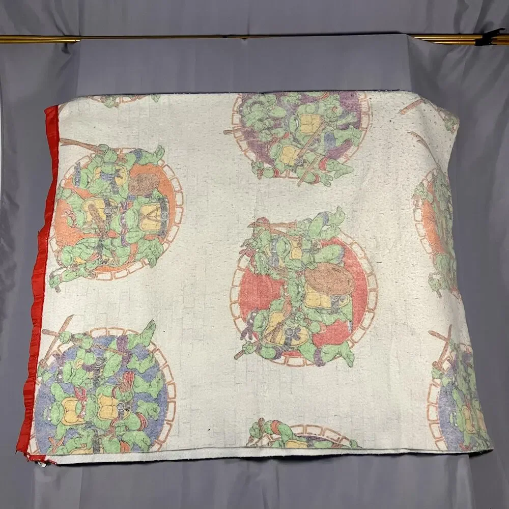 Vintage TMNT Teenage Mutant Ninja Turtles‎ Blanket Throw 86x67 Red Trim Made USA